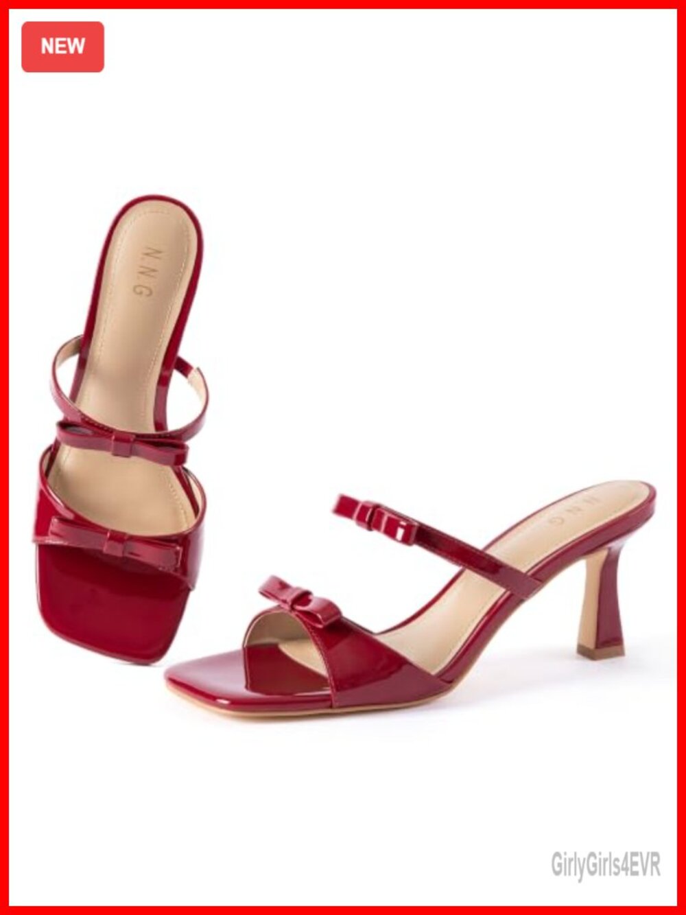 Women's Bow Heeled Sandals Open Toe Faux Leather Mule Heels